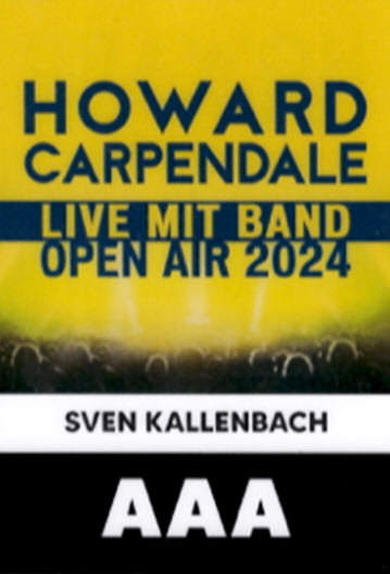 Yellow and black poster advertising Howard Carpendale live with band open air 2024, featuring Sven Kallenbach and AAA.